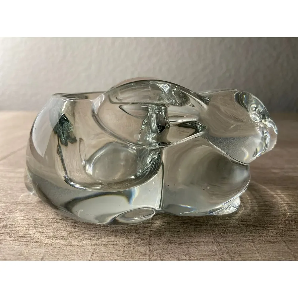 Indiana Glass Co Clear Glass Bunny Rabbit Hare Votive Candle Holder Figurine